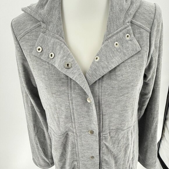 Chasor Womens Heather Gray Snap Button Long Hoodie Jacket Size S - Picture 5 of 9